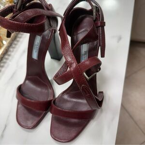 Prada Women's Burgundy Strappy Heels